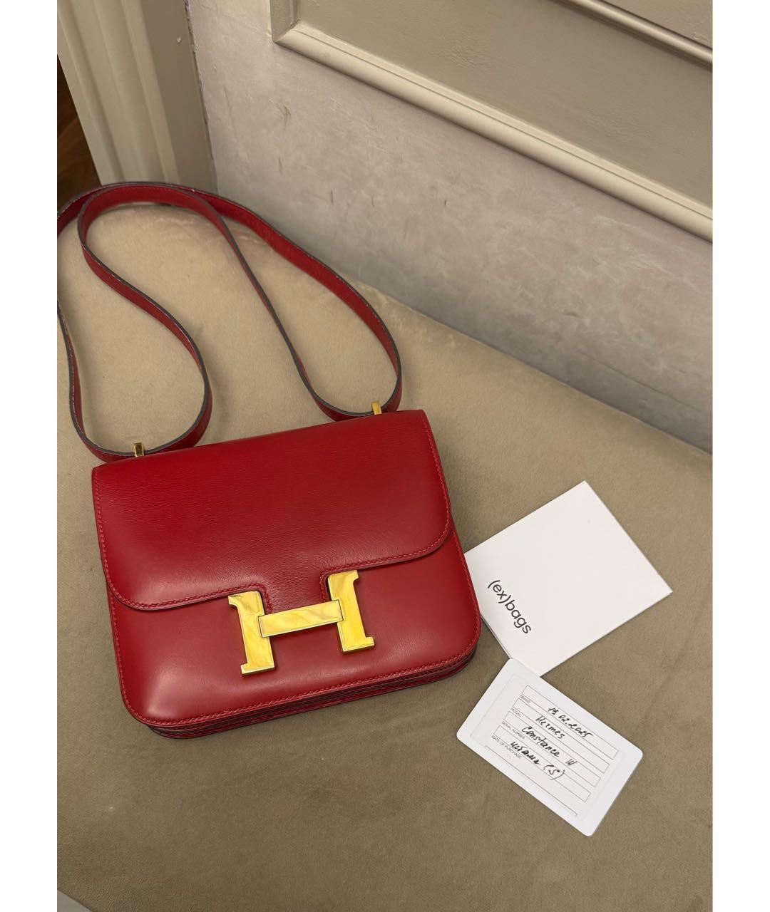 HERMES Красная кожаная сумка через плечо, фото 5