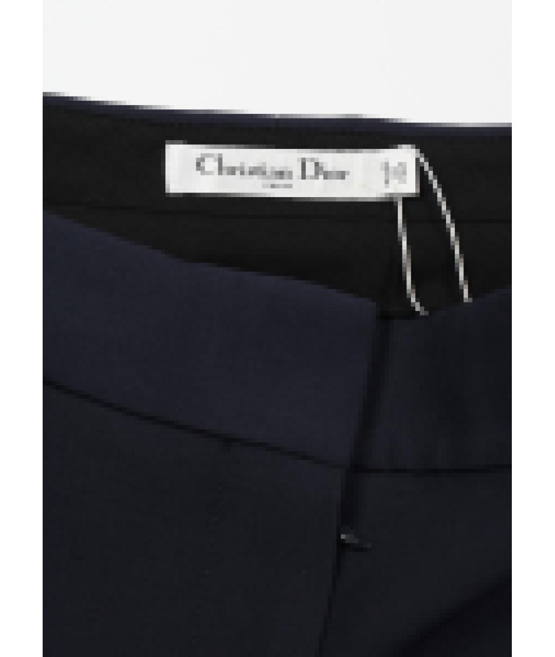 CHRISTIAN DIOR Синие шерстяные прямые брюки, фото 3