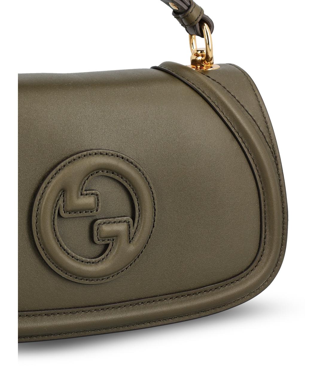 GUCCI Хаки кожаная сумка с короткими ручками, фото 3