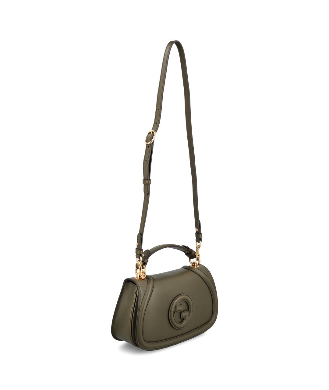 GUCCI Хаки кожаная сумка с короткими ручками, фото 2