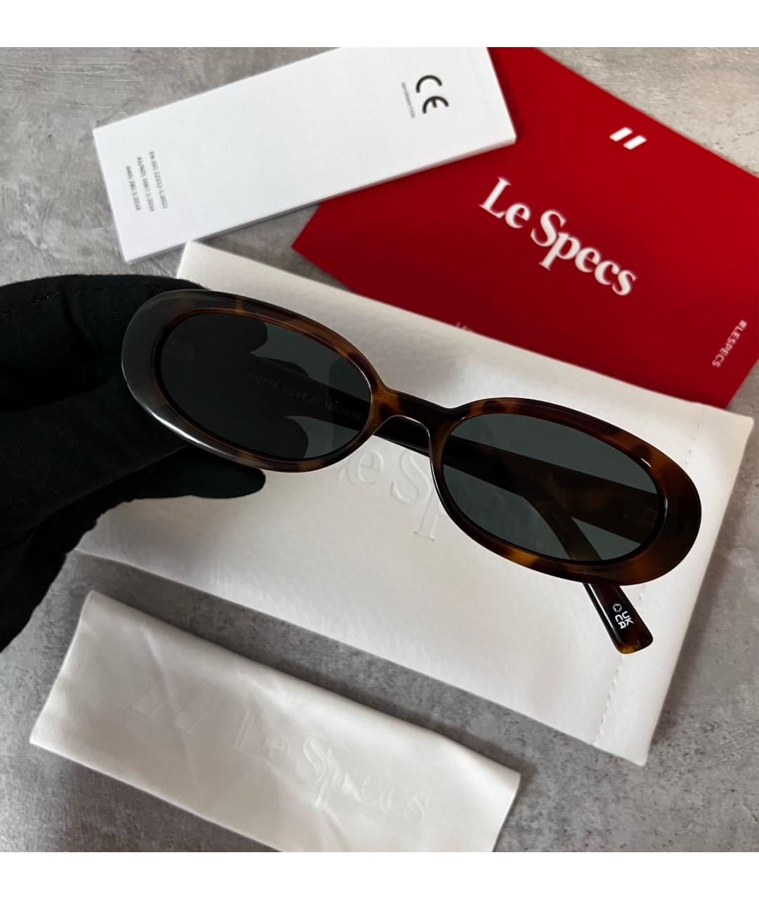 LE SPECS Коричневые пластиковые солнцезащитные очки, фото 5