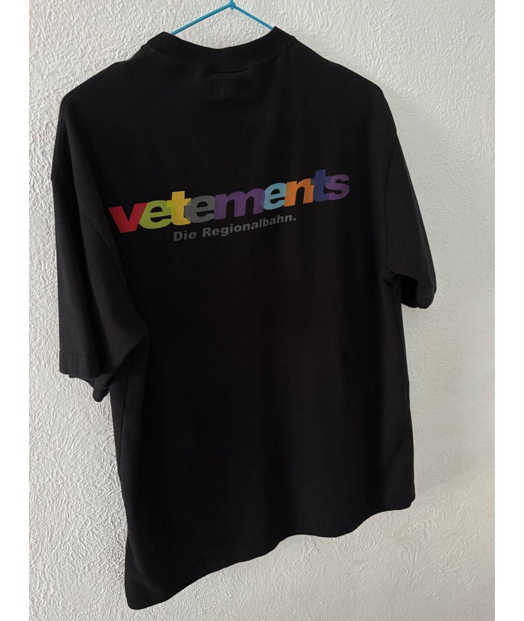 VETEMENTS Черная хлопковая футболка, фото 2