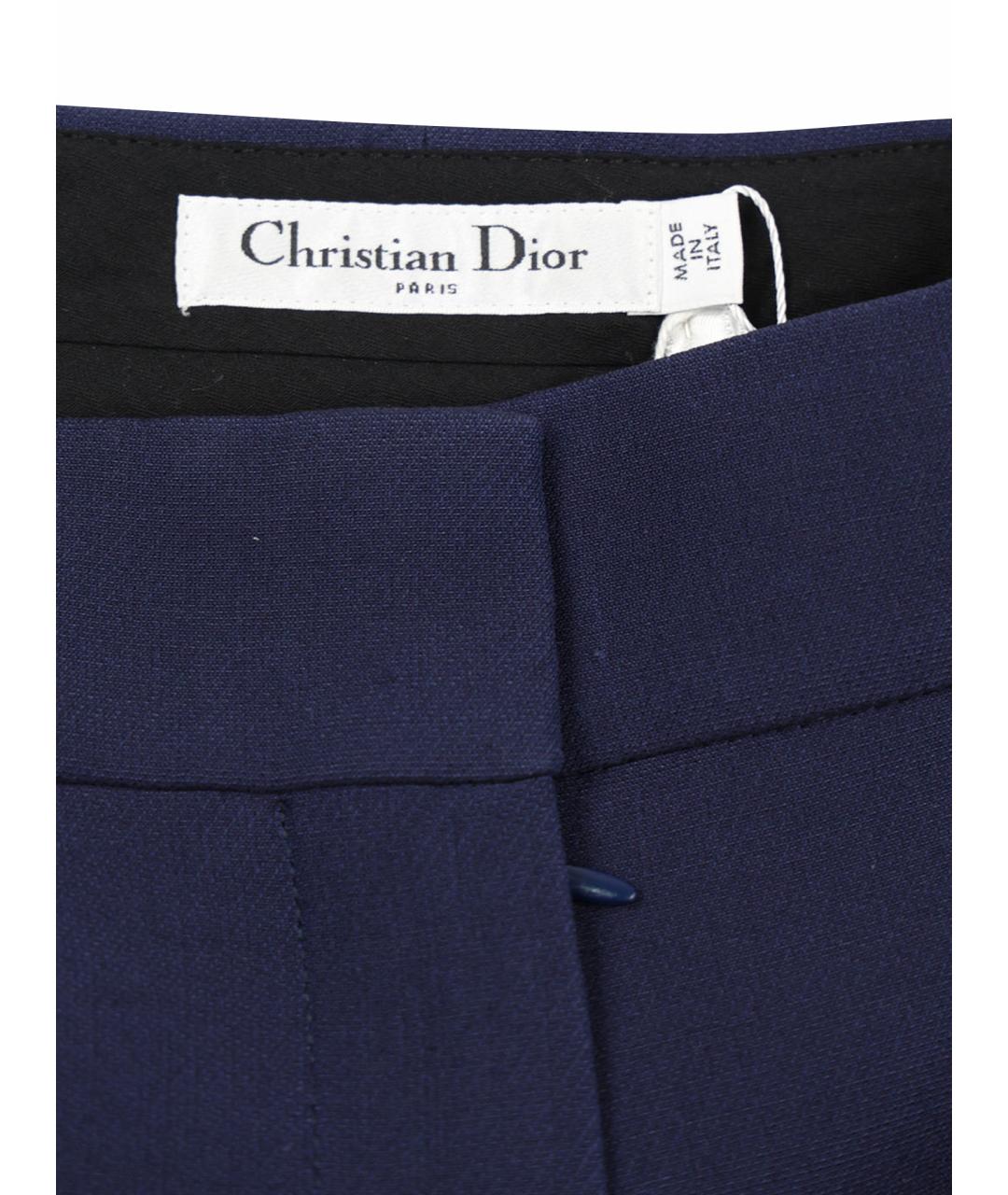CHRISTIAN DIOR Синие шерстяные прямые брюки, фото 11