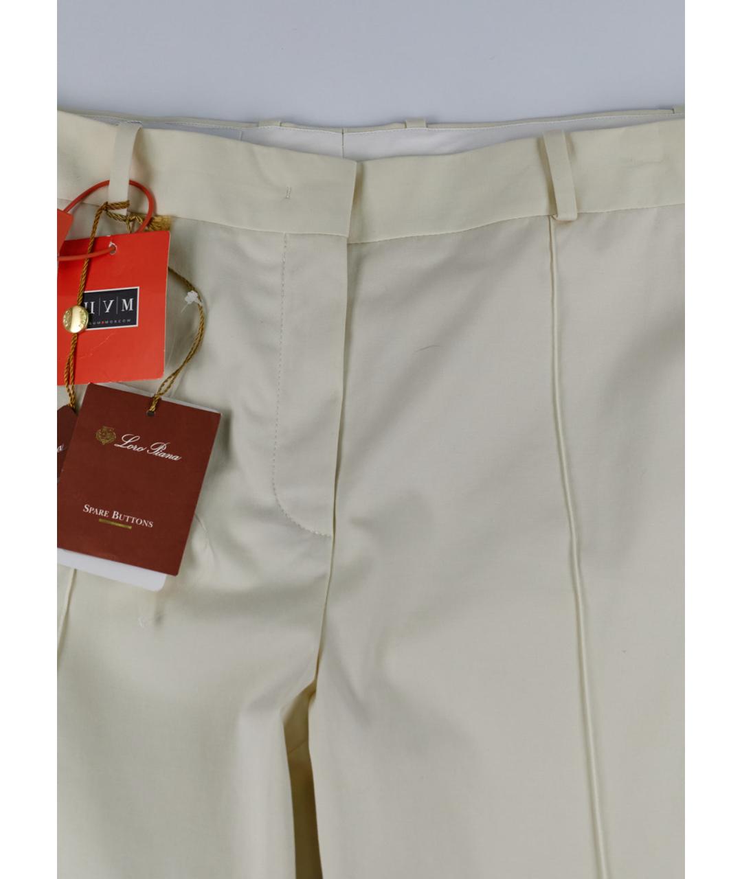 LORO PIANA Бежевые хлопковые прямые брюки, фото 4