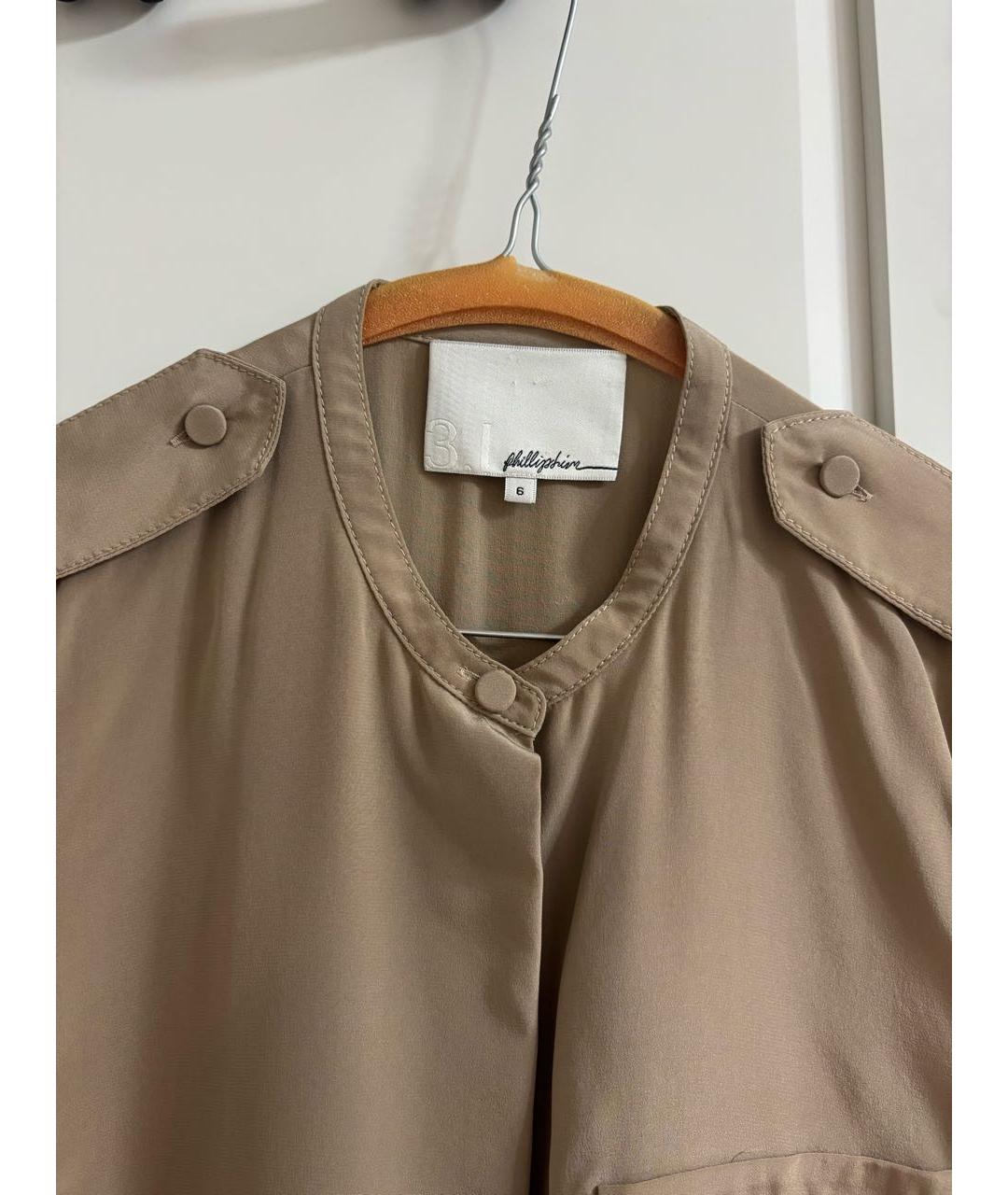 3.1 PHILLIP LIM Бежевая шелковая рубашка, фото 6