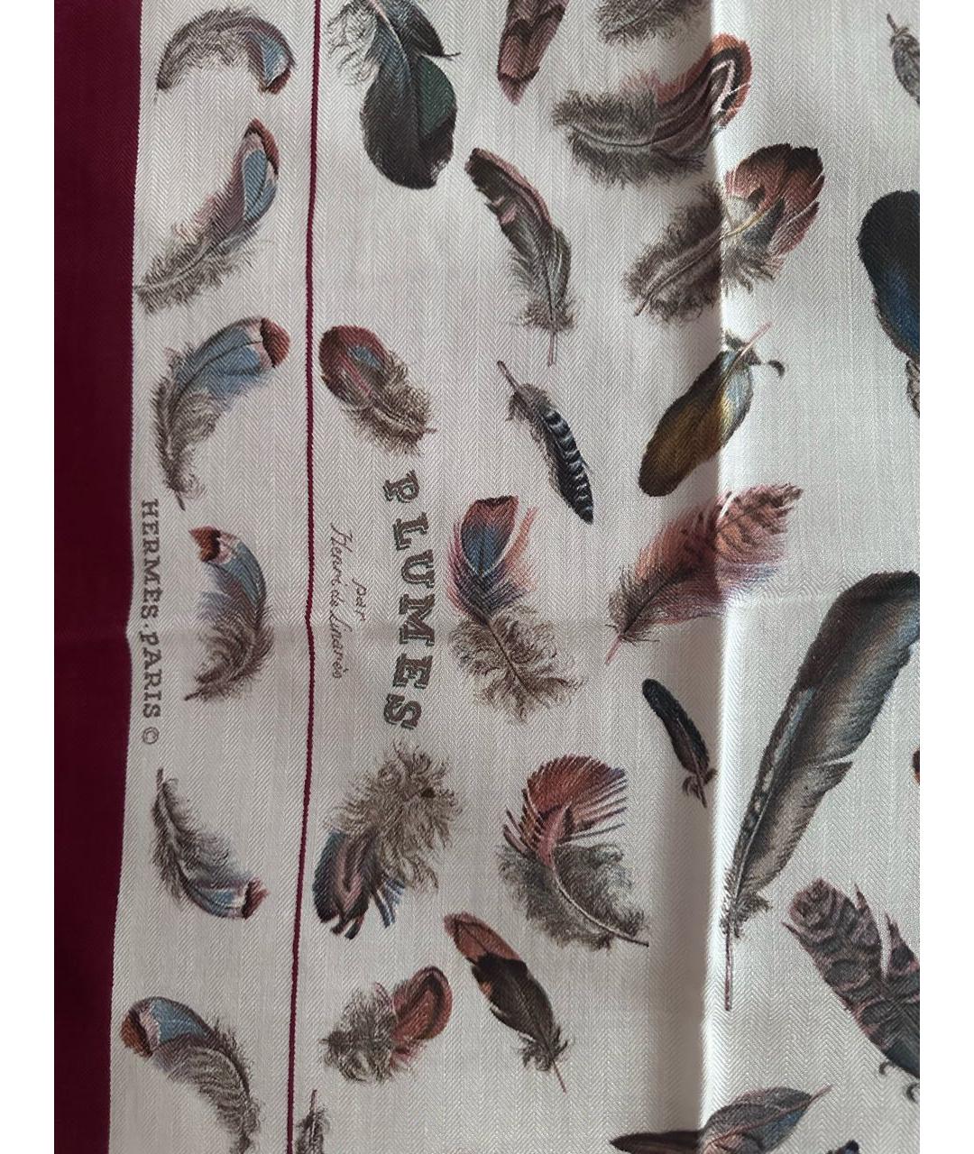 HERMES Бордовый кашемировый платок, фото 4