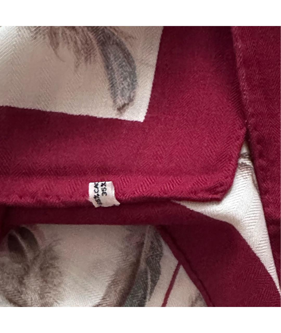 HERMES Бордовый кашемировый платок, фото 3