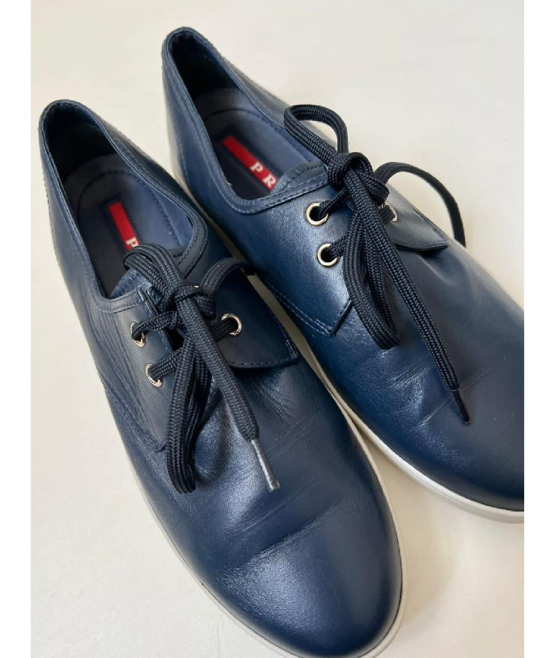 PRADA Синие кожаные кеды, фото 7