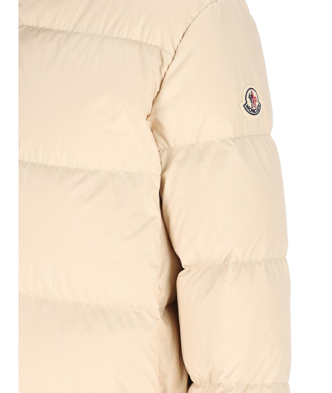 MONCLER Бежевый полиэстеровый пуховик, фото 2