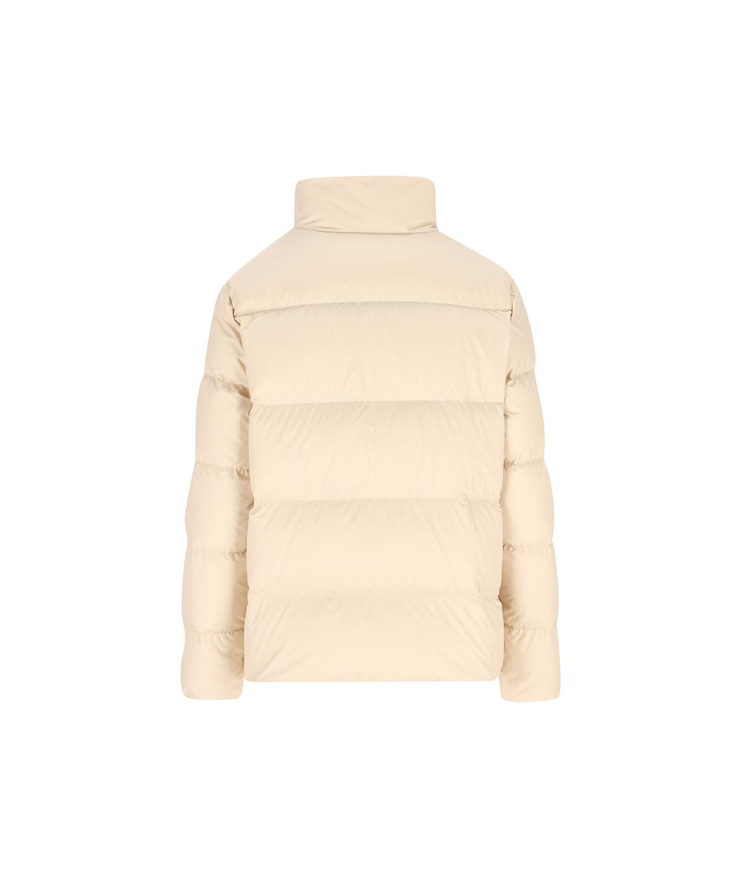 MONCLER Бежевый полиэстеровый пуховик, фото 4