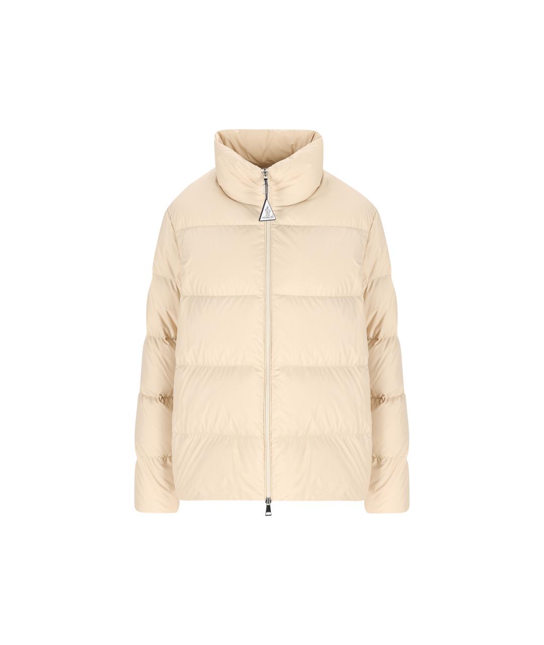 MONCLER Бежевый полиэстеровый пуховик, фото 1