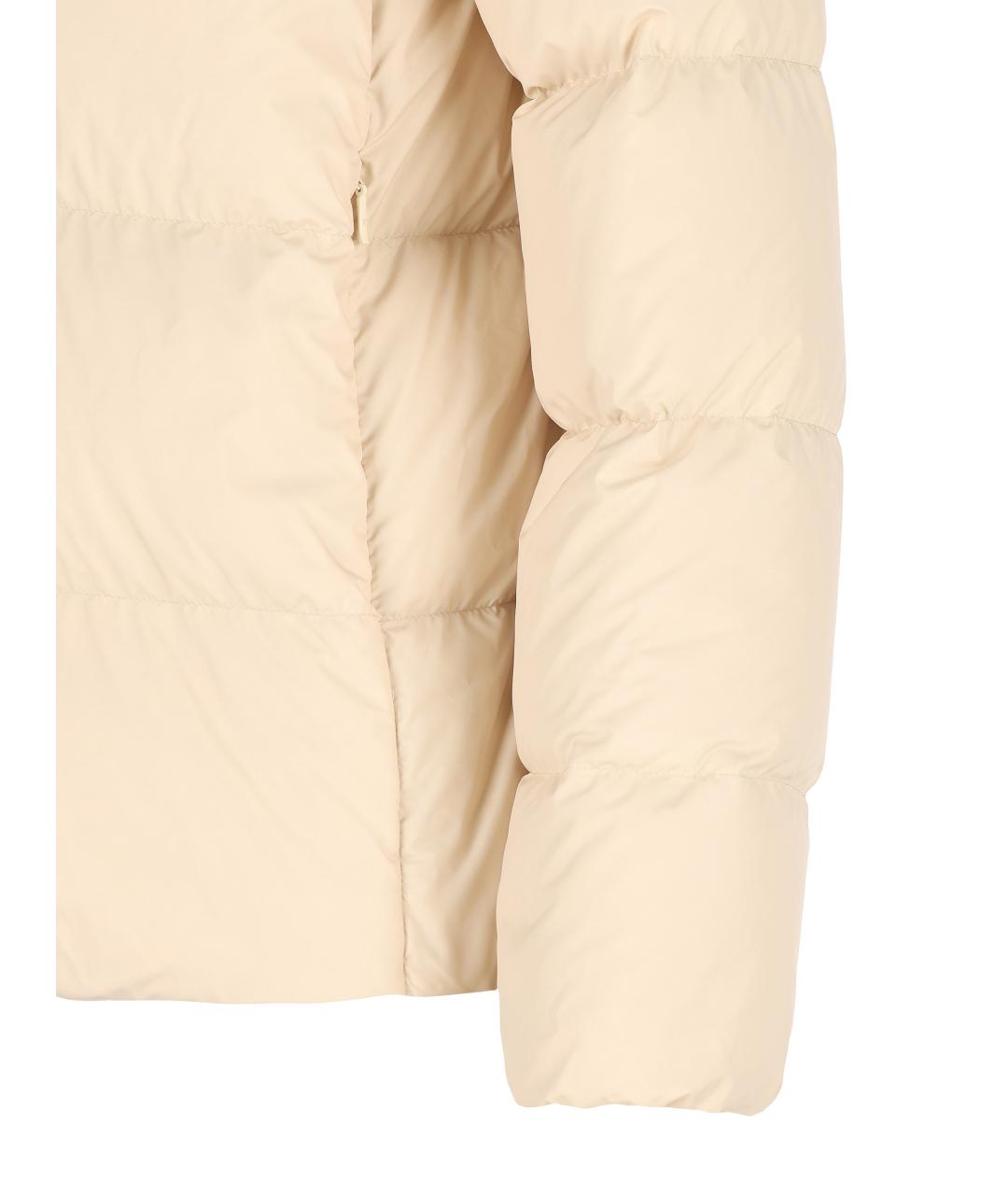 MONCLER Бежевый полиэстеровый пуховик, фото 3