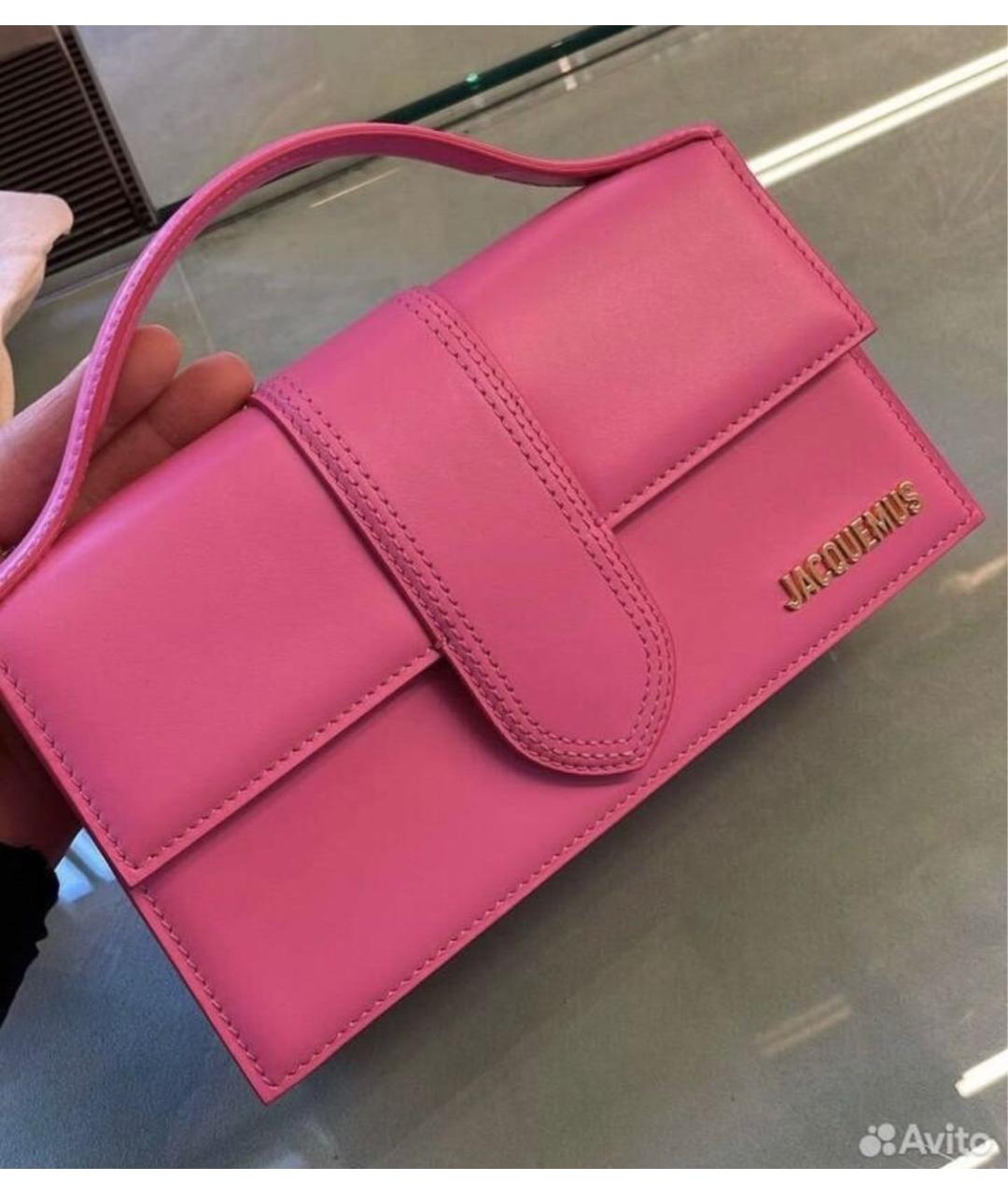 JACQUEMUS Розовая кожаная сумка с короткими ручками, фото 7