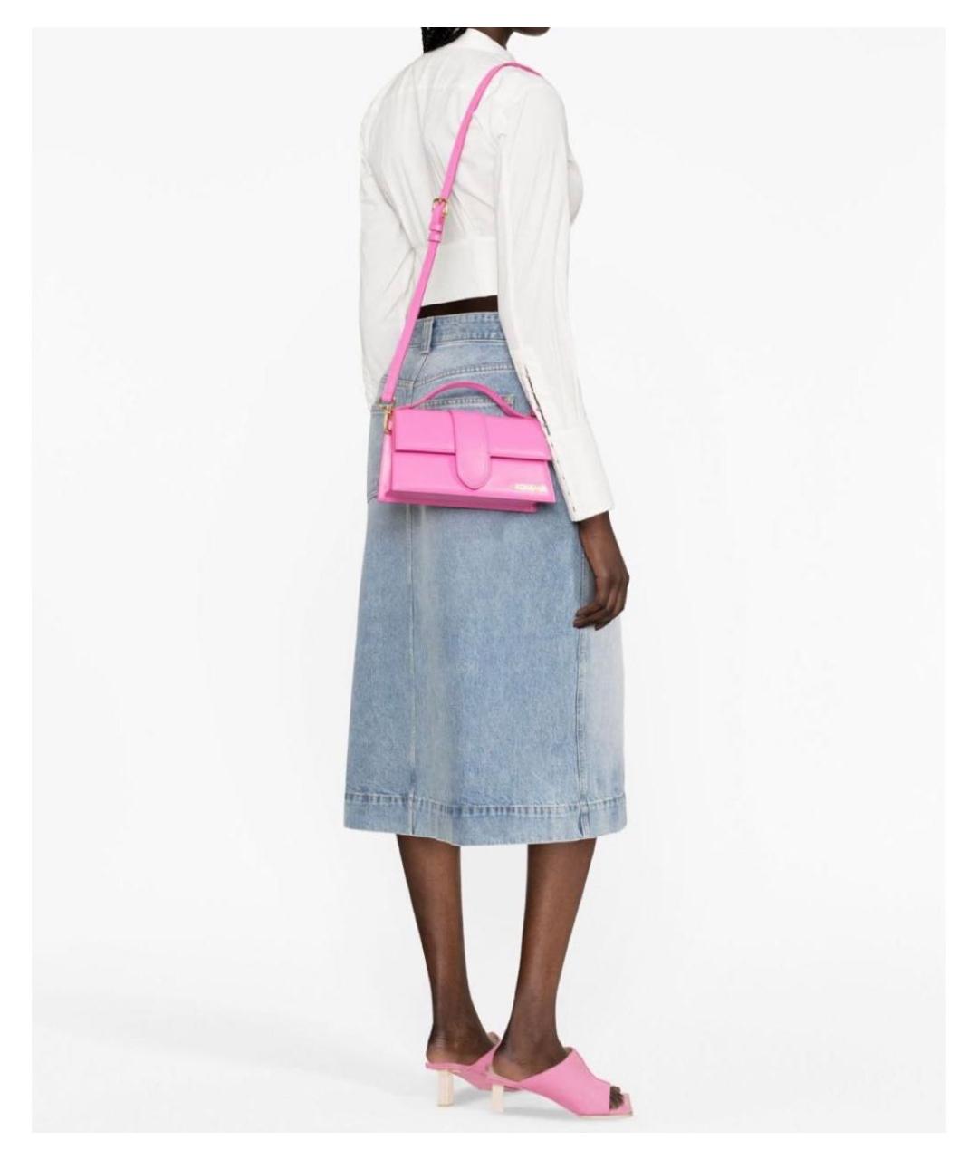 JACQUEMUS Розовая кожаная сумка с короткими ручками, фото 6