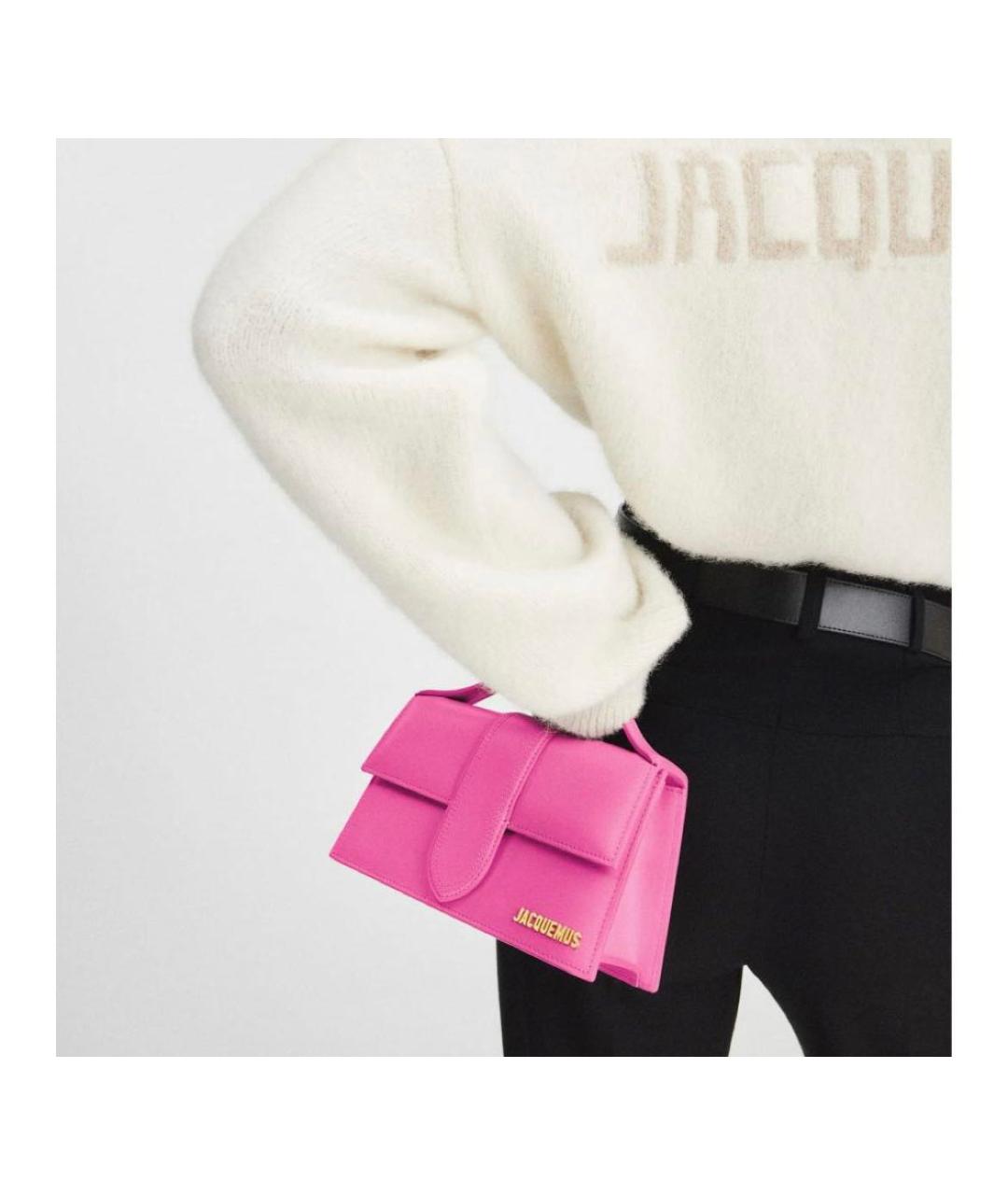 JACQUEMUS Розовая кожаная сумка с короткими ручками, фото 5