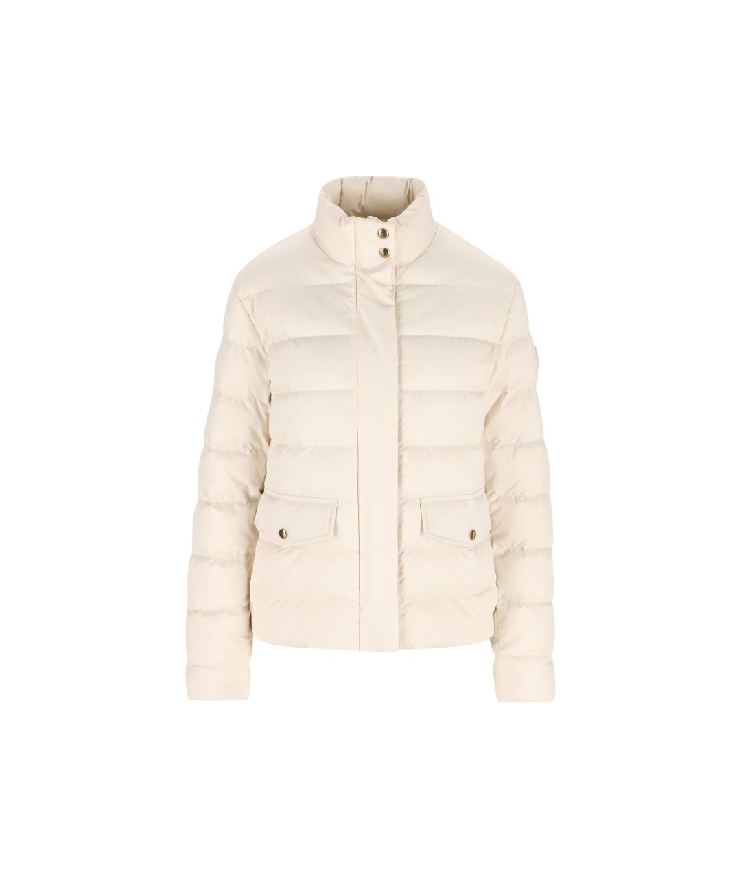 MONCLER Белый полиэстеровый пуховик, фото 1