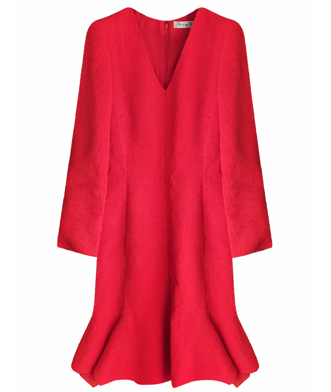 CHRISTIAN DIOR Красное шерстяное коктейльное платье, фото 1