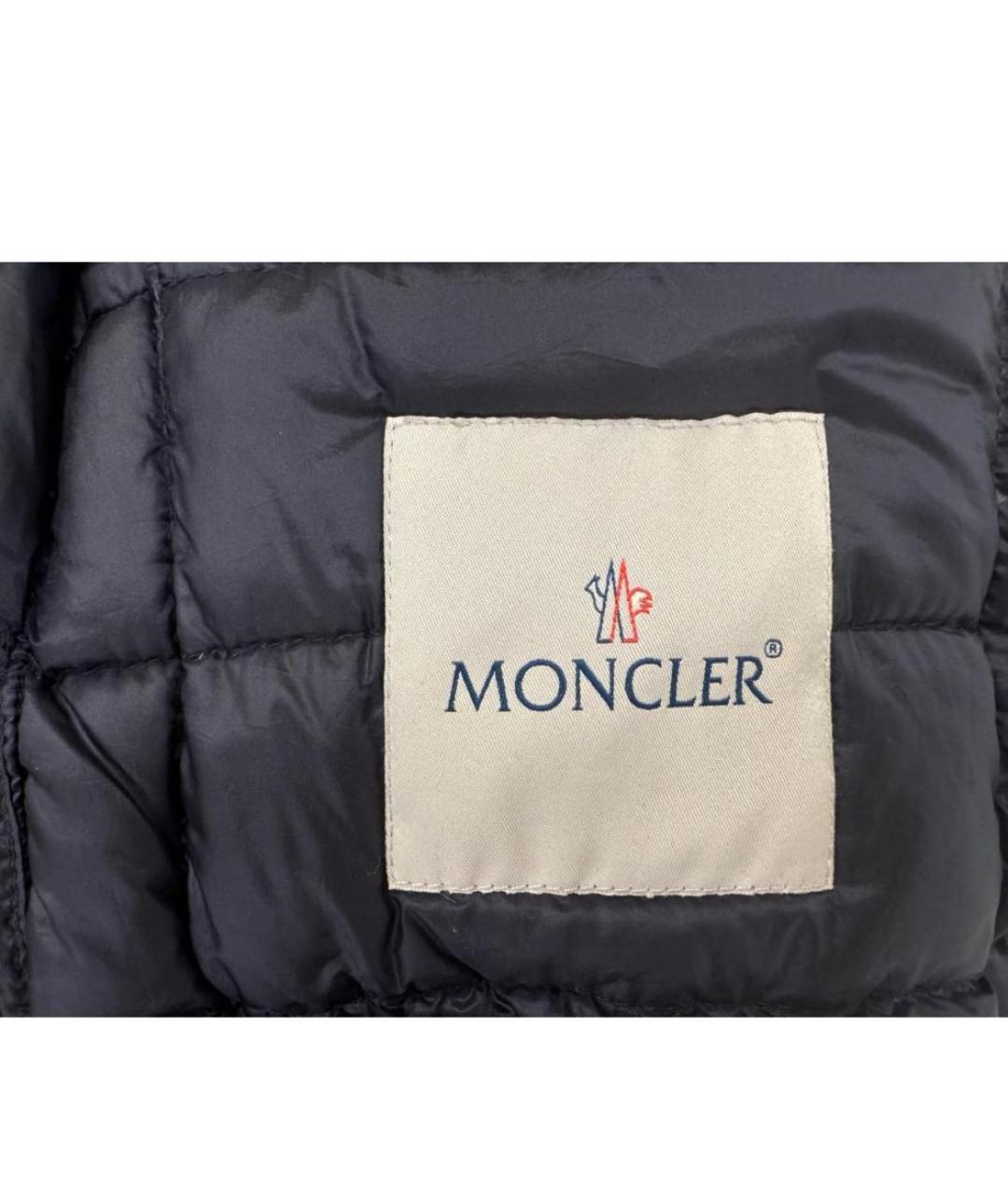 MONCLER Темно-синий полиамидовый пуховик, фото 3