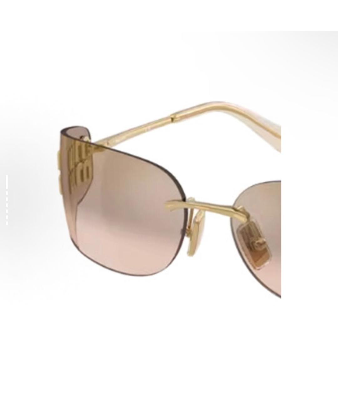 MIU MIU Бежевые металлические солнцезащитные очки, фото 2