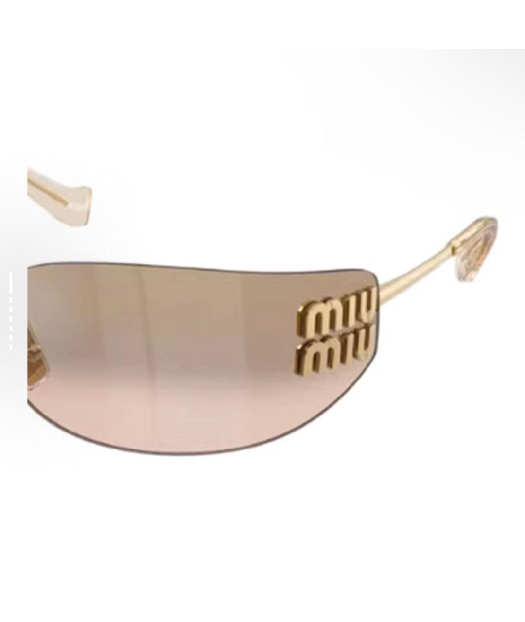 MIU MIU Бежевые металлические солнцезащитные очки, фото 3
