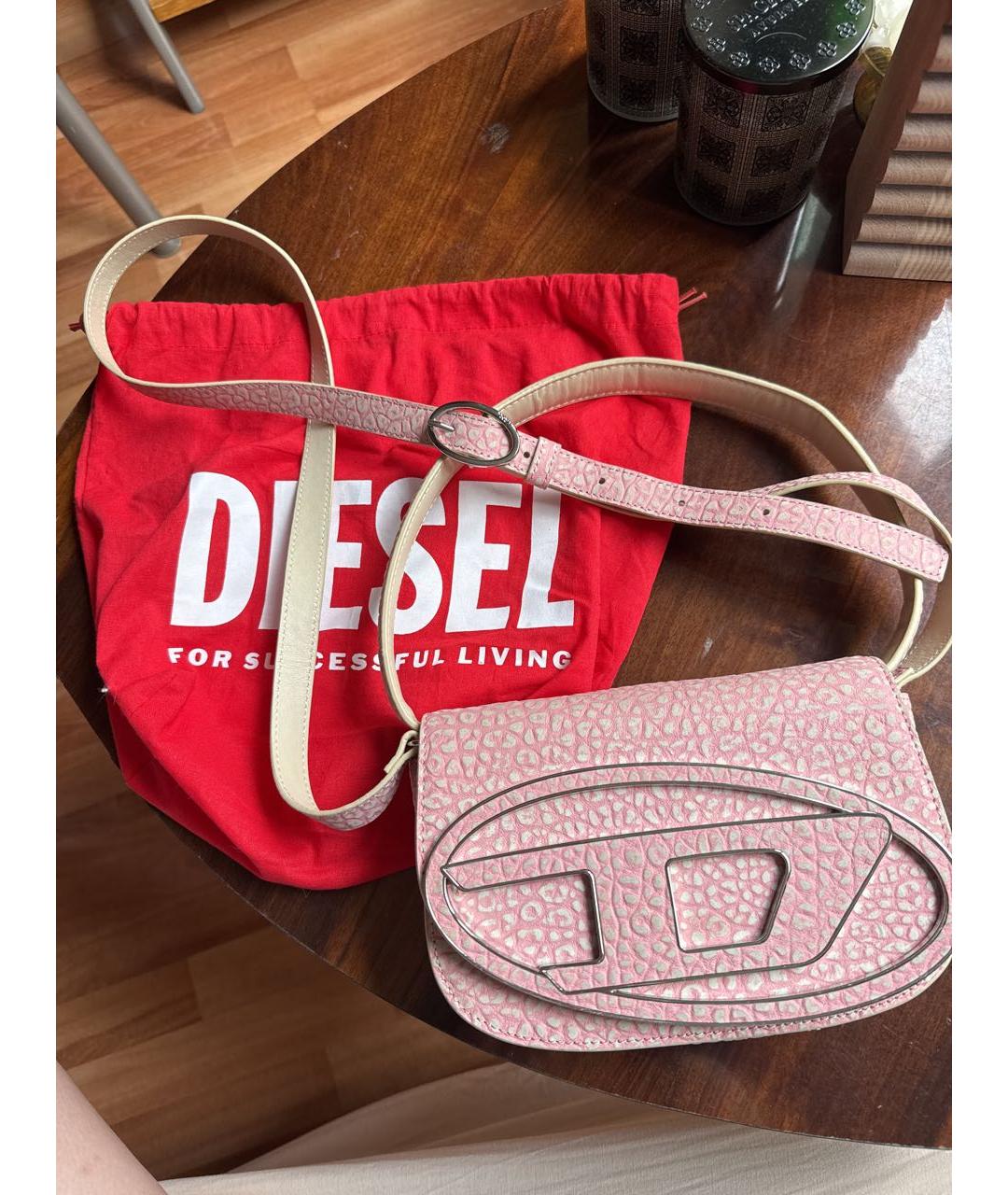 DIESEL Розовая кожаная сумка с короткими ручками, фото 2