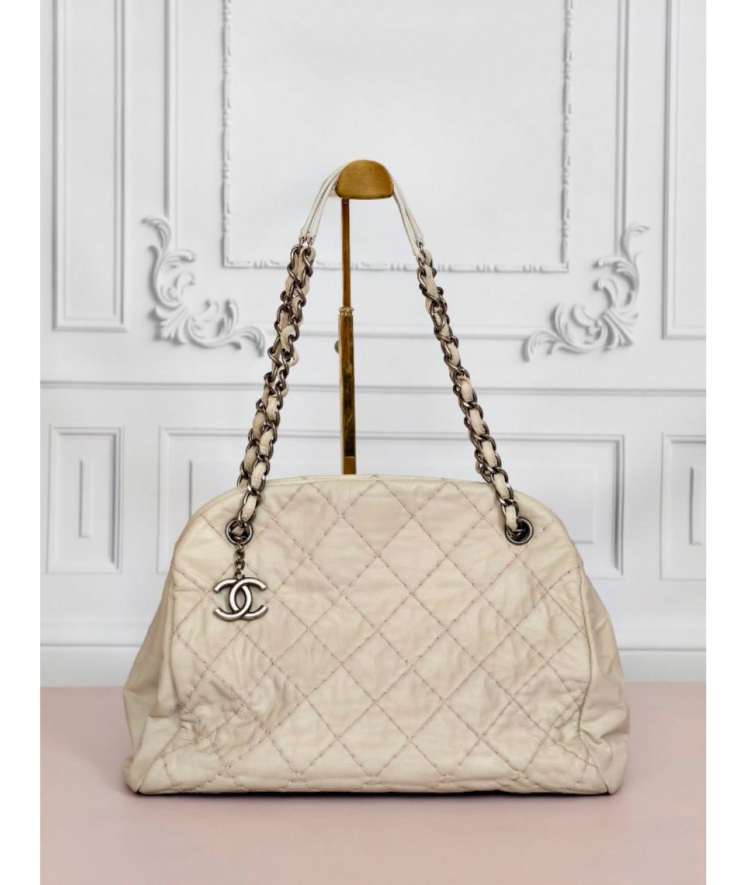 CHANEL Бежевая кожаная сумка через плечо, фото 10