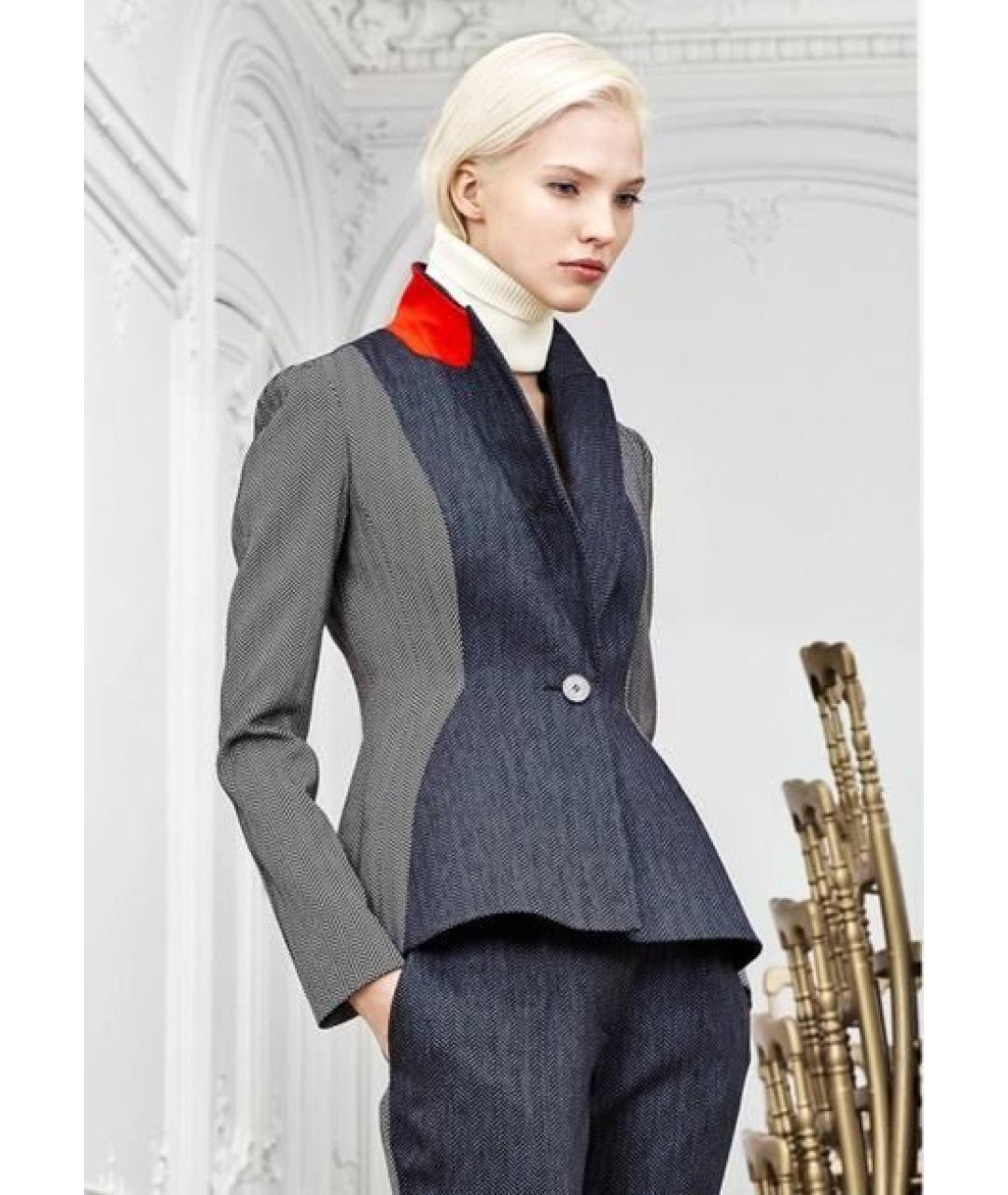 CHRISTIAN DIOR Серое шерстяное повседневное платье, фото 5