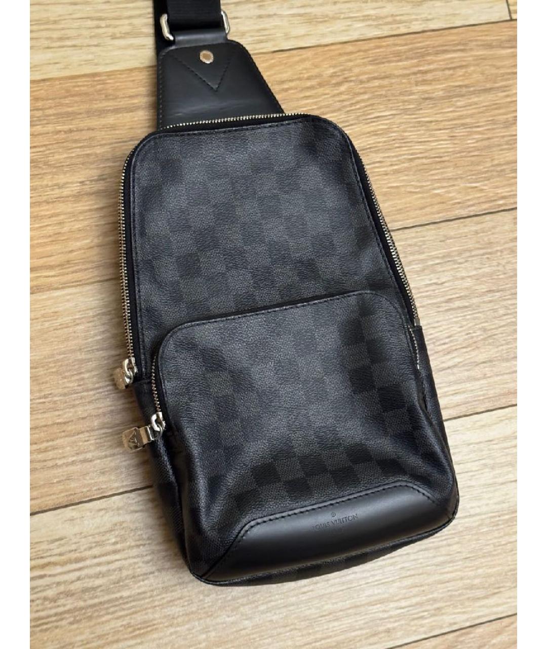 LOUIS VUITTON Антрацитовый кожаный рюкзак, фото 3