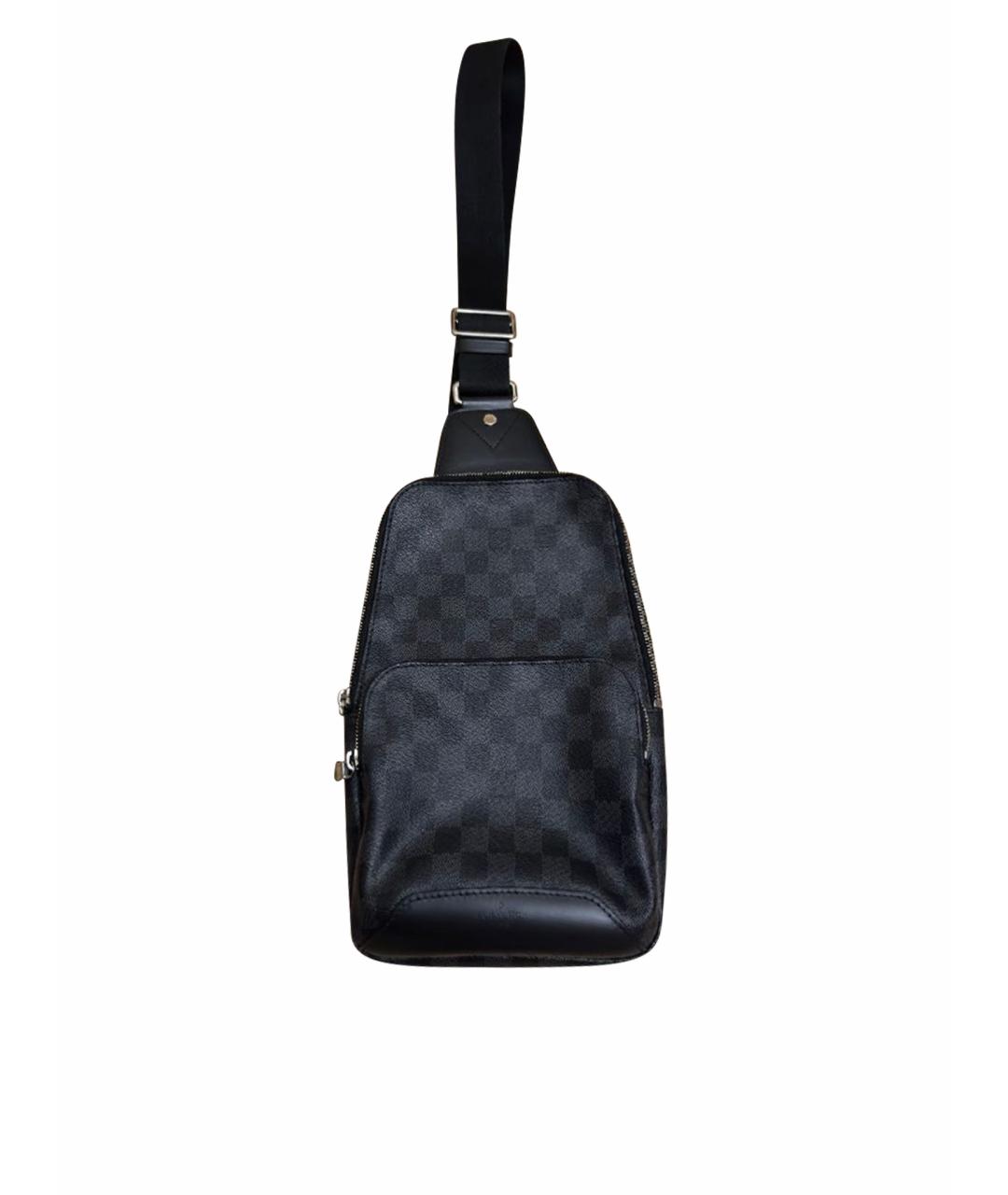 LOUIS VUITTON Антрацитовый кожаный рюкзак, фото 1