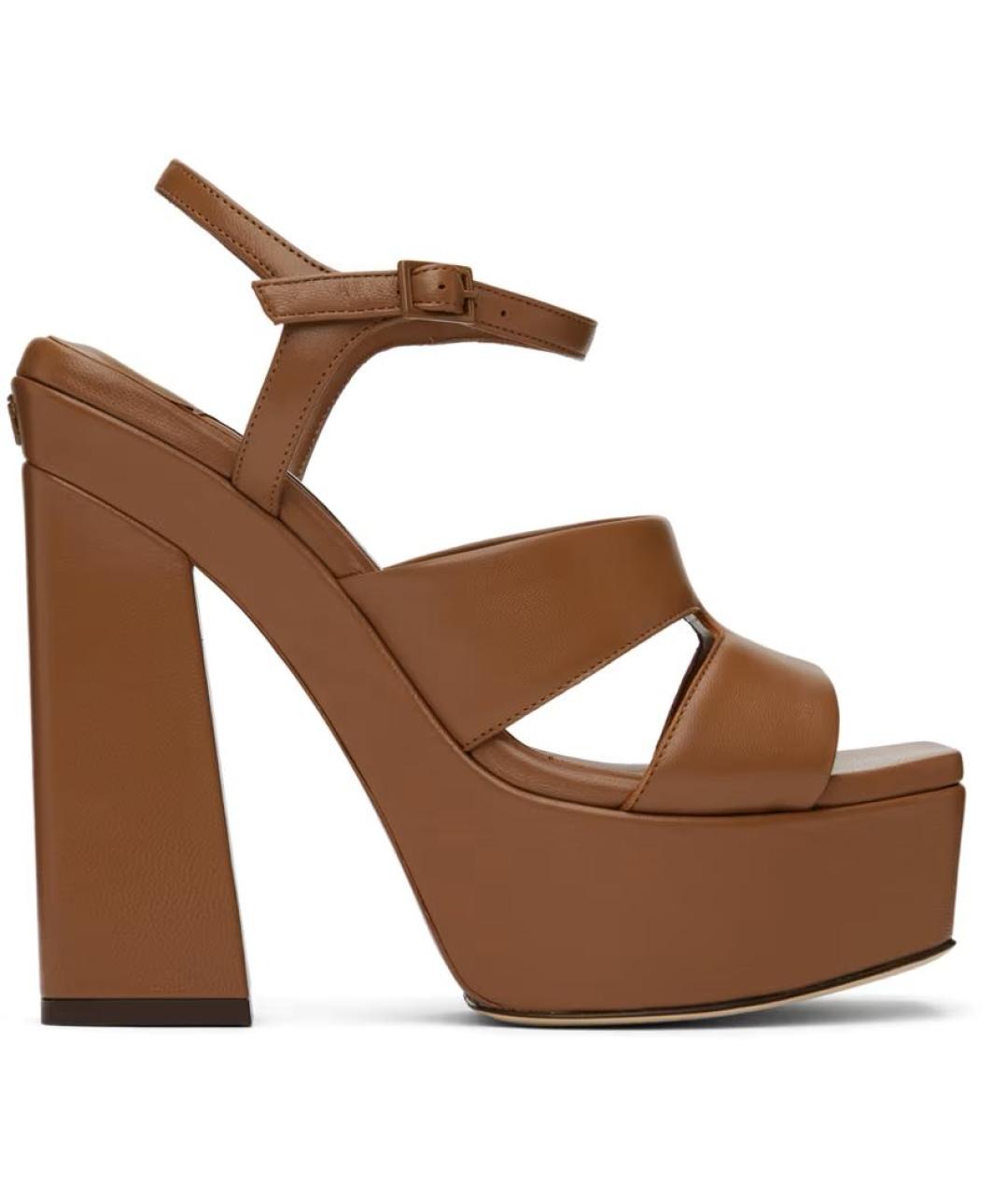 JIMMY CHOO Коричневые кожаные босоножки, фото 6