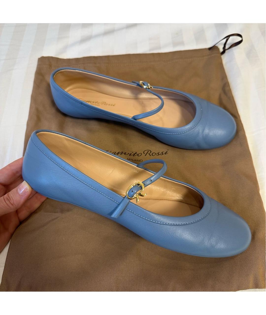 GIANVITO ROSSI Голубые кожаные балетки, фото 2