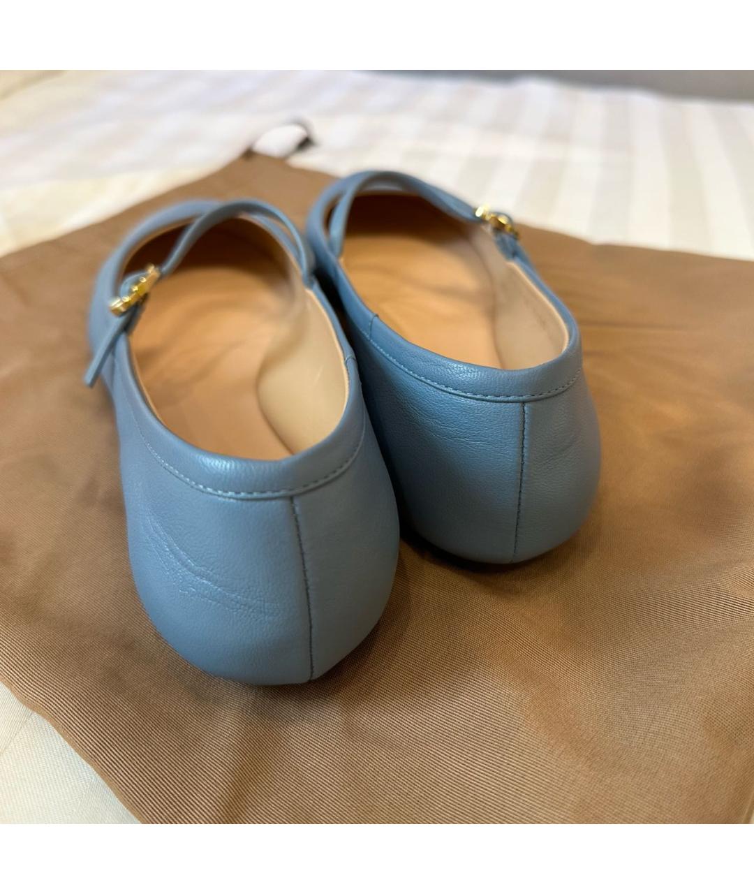 GIANVITO ROSSI Голубые кожаные балетки, фото 3