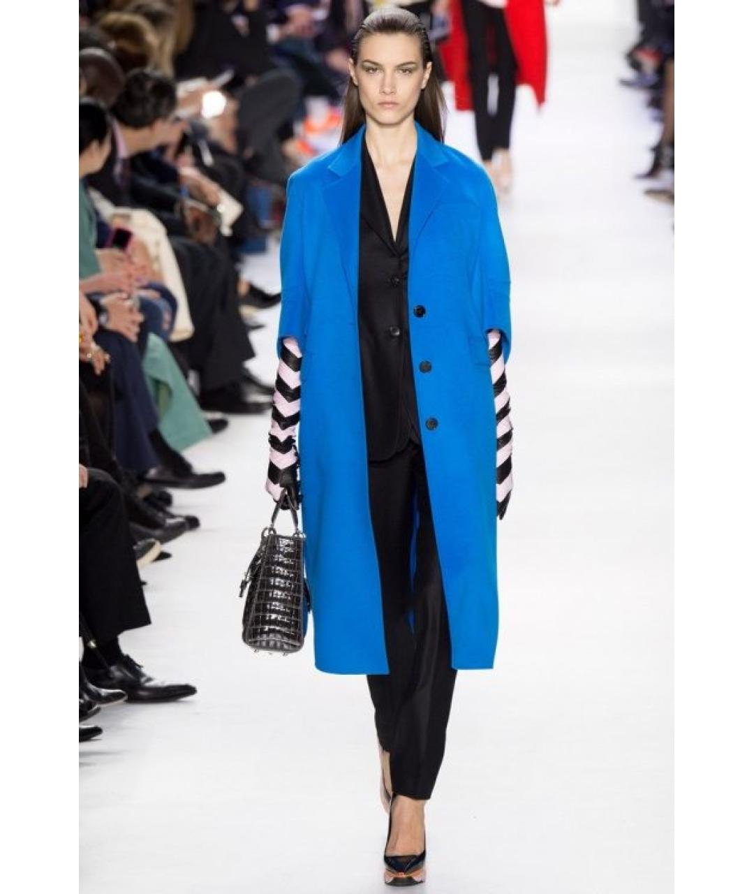 CHRISTIAN DIOR Голубое шерстяное пальто, фото 6