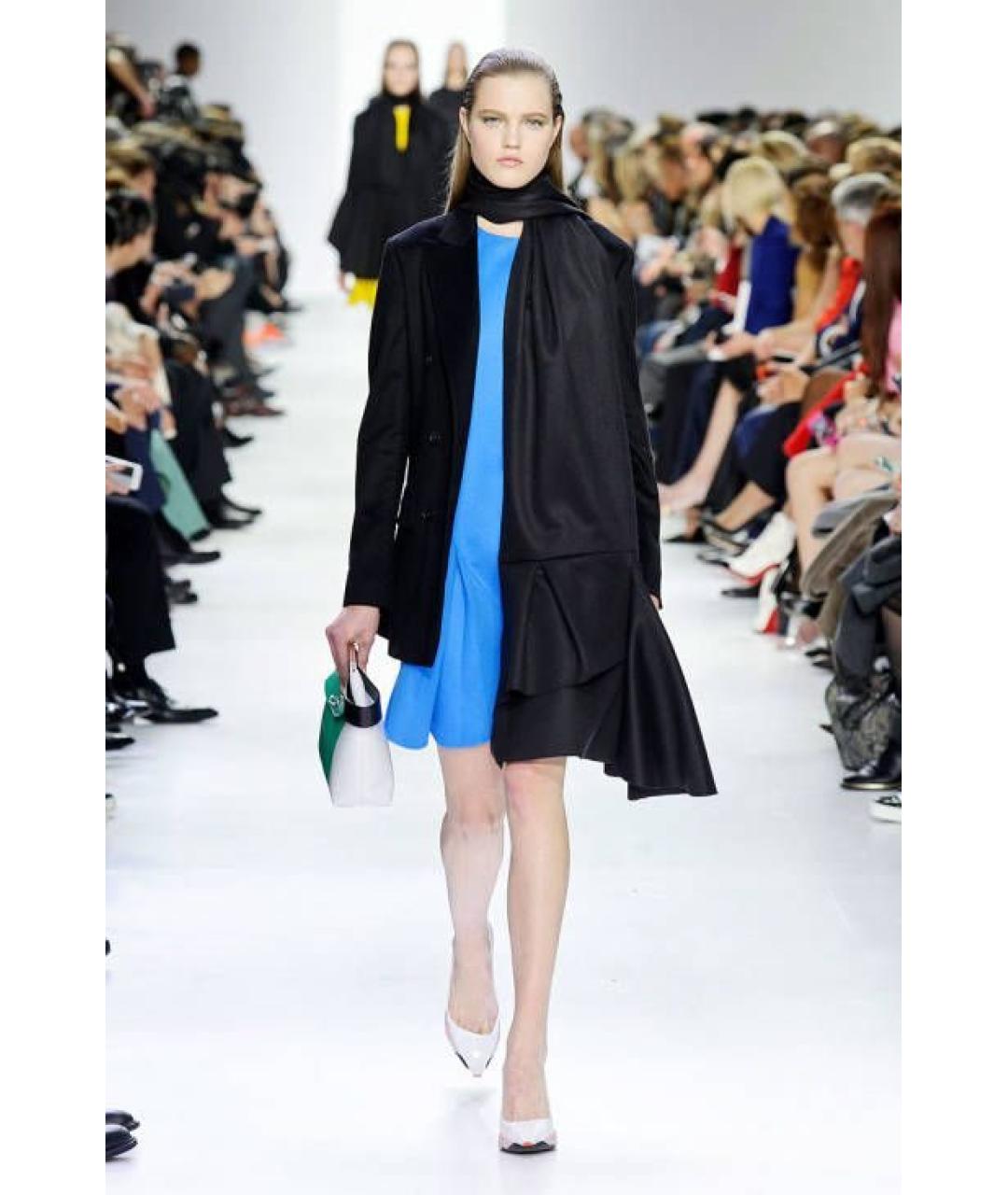 CHRISTIAN DIOR Голубое шерстяное коктейльное платье, фото 5