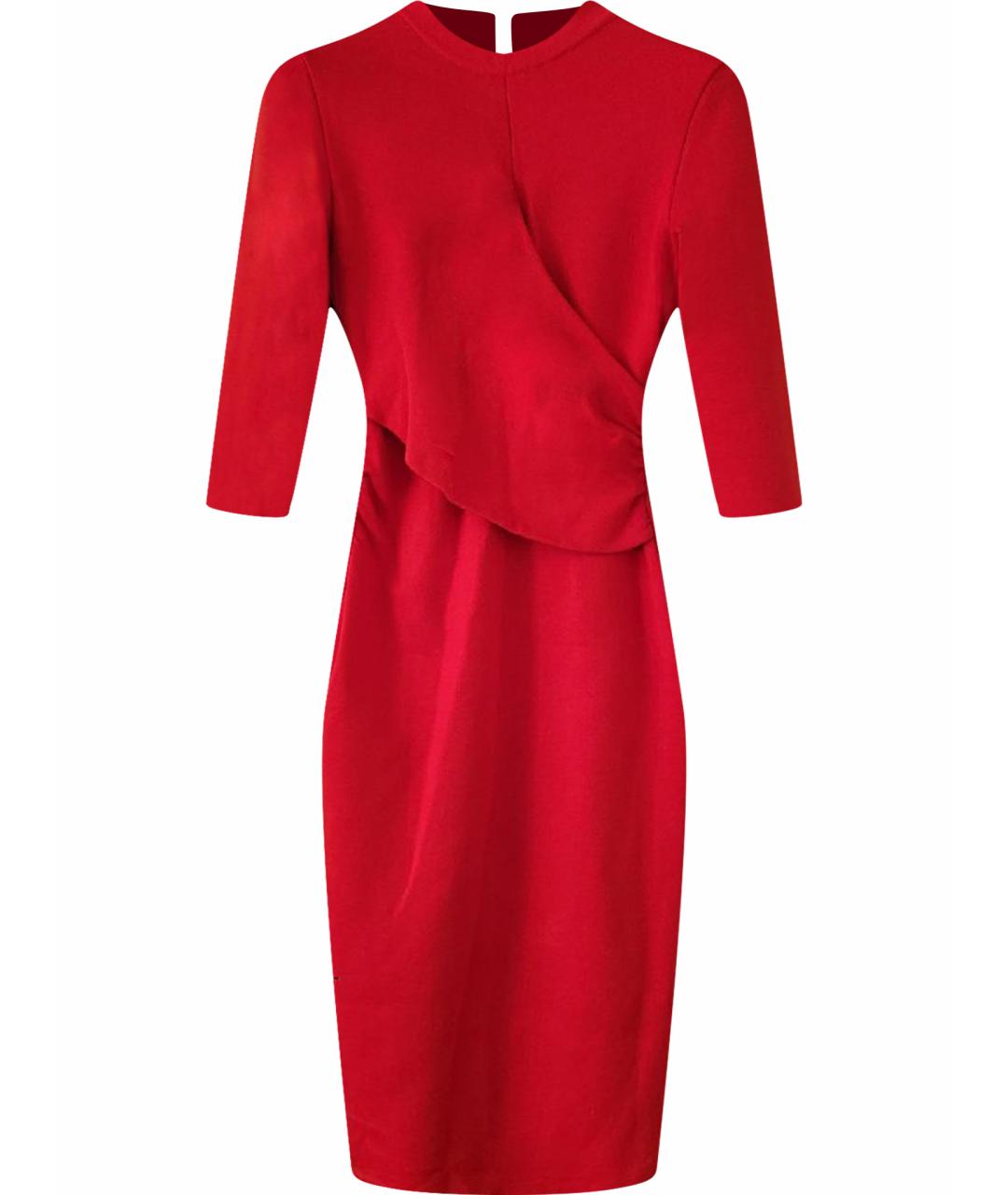 CHRISTIAN DIOR Красное шерстяное коктейльное платье, фото 1