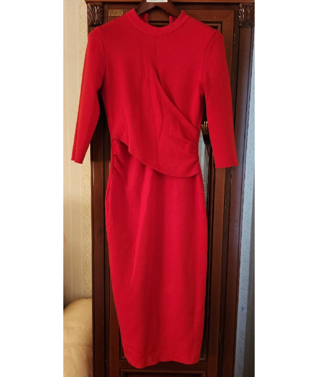 CHRISTIAN DIOR Красное шерстяное коктейльное платье, фото 4