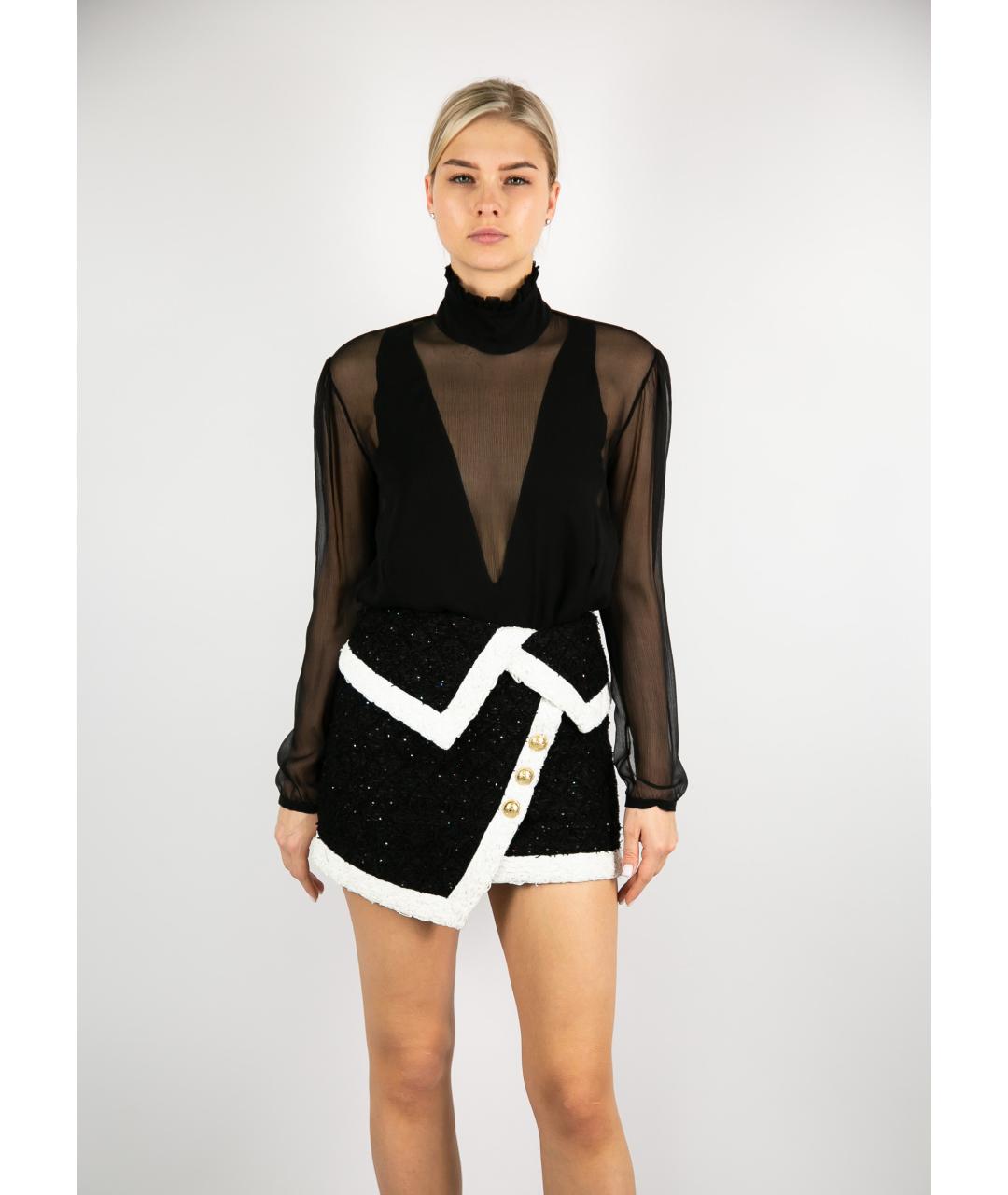 BALMAIN Черная вискозная юбка мини, фото 2