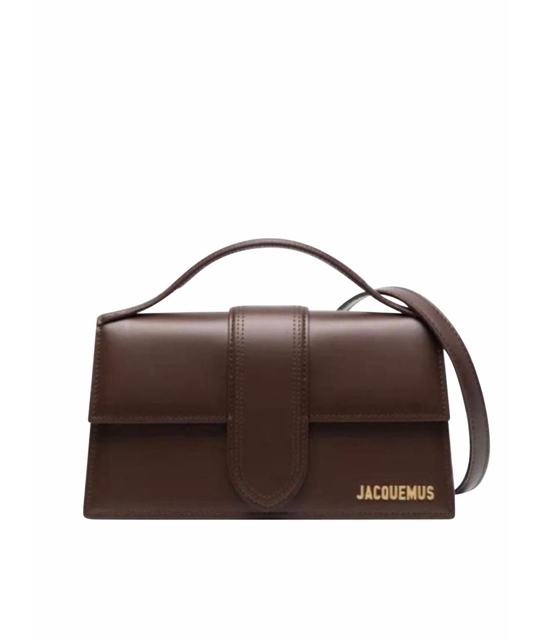 JACQUEMUS Коричневая кожаная сумка с короткими ручками, фото 1