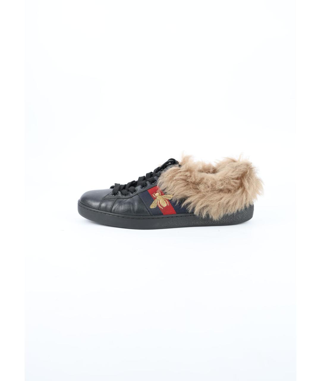 GUCCI Черные кожаные низкие кроссовки / кеды, фото 7