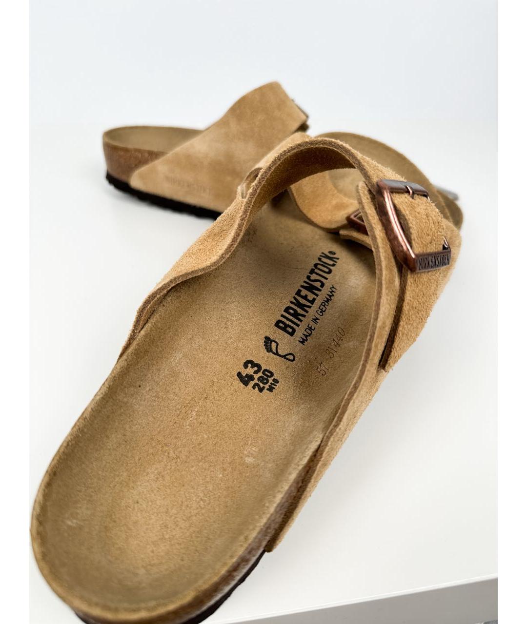 BIRKENSTOCK Бежевые замшевые сандалии, фото 5