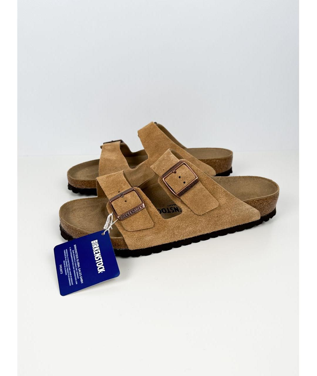 BIRKENSTOCK Бежевые замшевые сандалии, фото 8