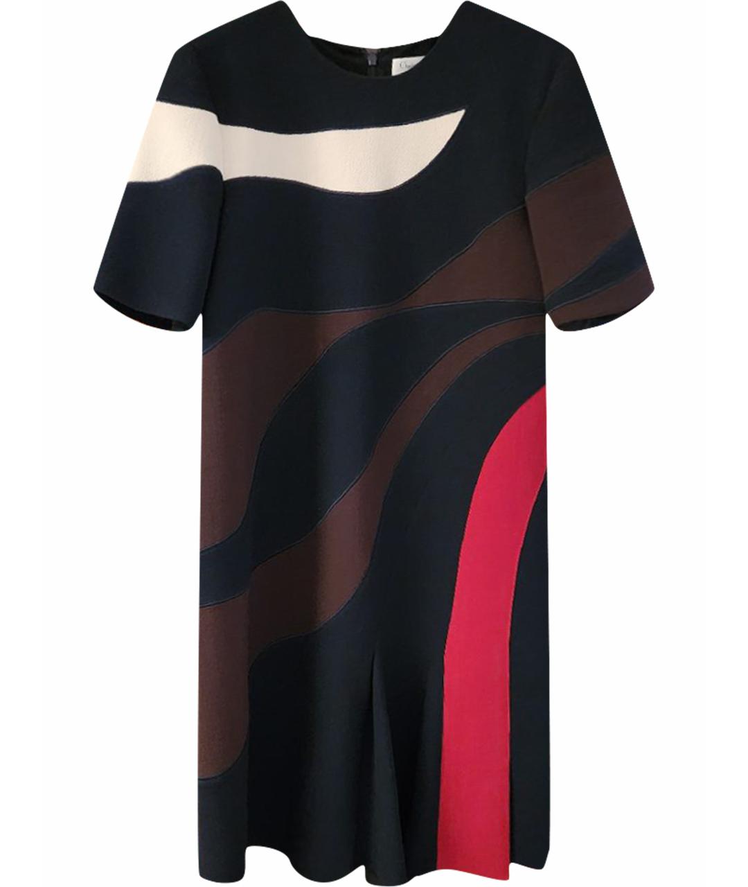 CHRISTIAN DIOR Синее шерстяное коктейльное платье, фото 1