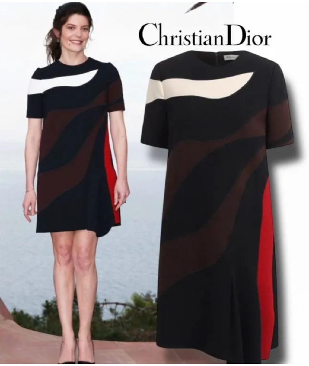 CHRISTIAN DIOR Синее шерстяное коктейльное платье, фото 4
