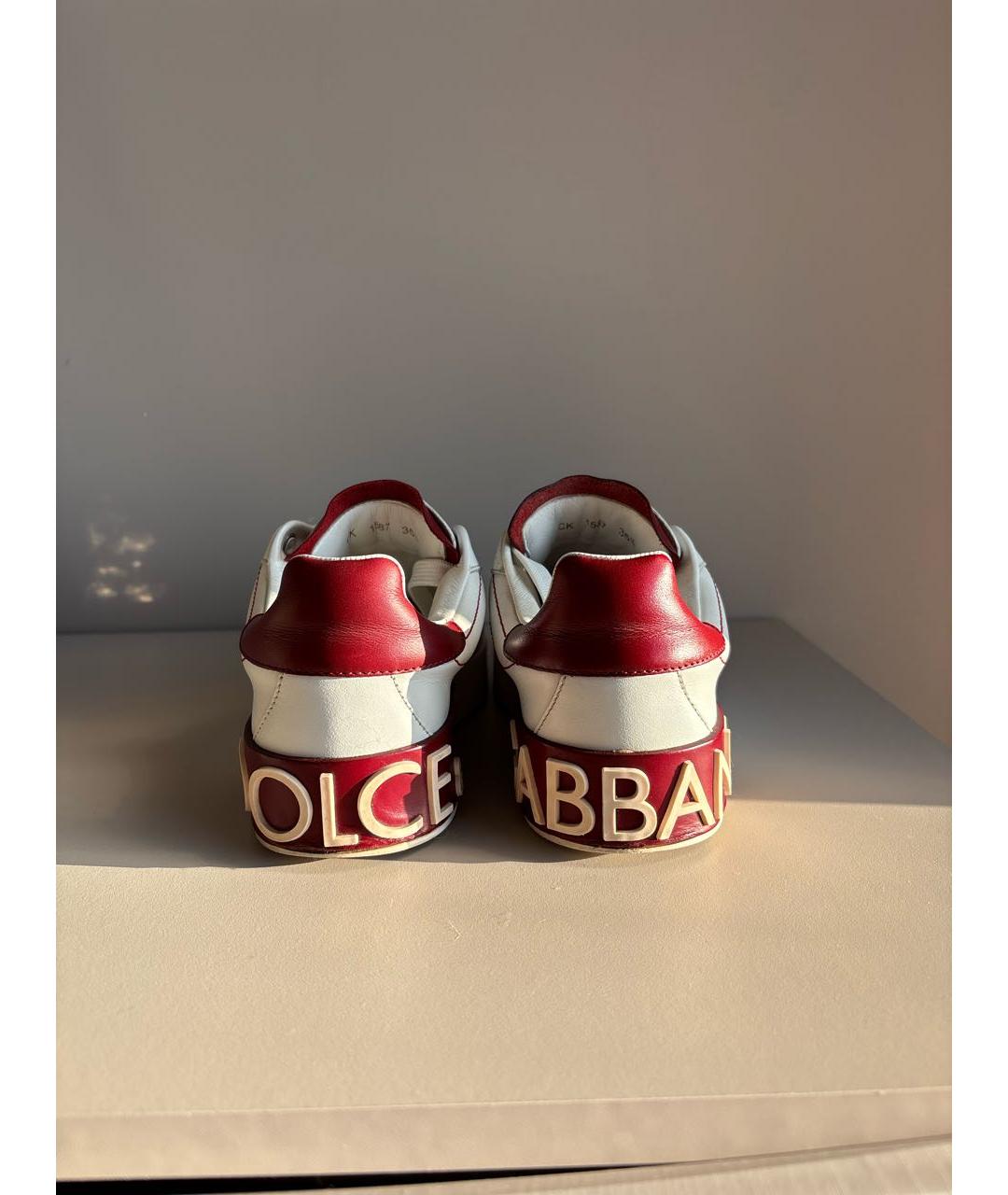 DOLCE&GABBANA Белые кожаные кеды, фото 4