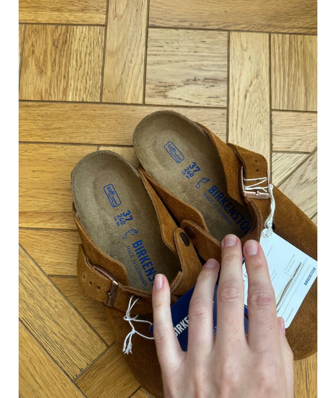 BIRKENSTOCK Коричневые замшевые сабо, фото 4
