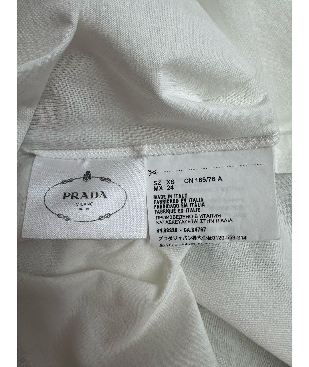PRADA Белая хлопковая футболка, фото 4