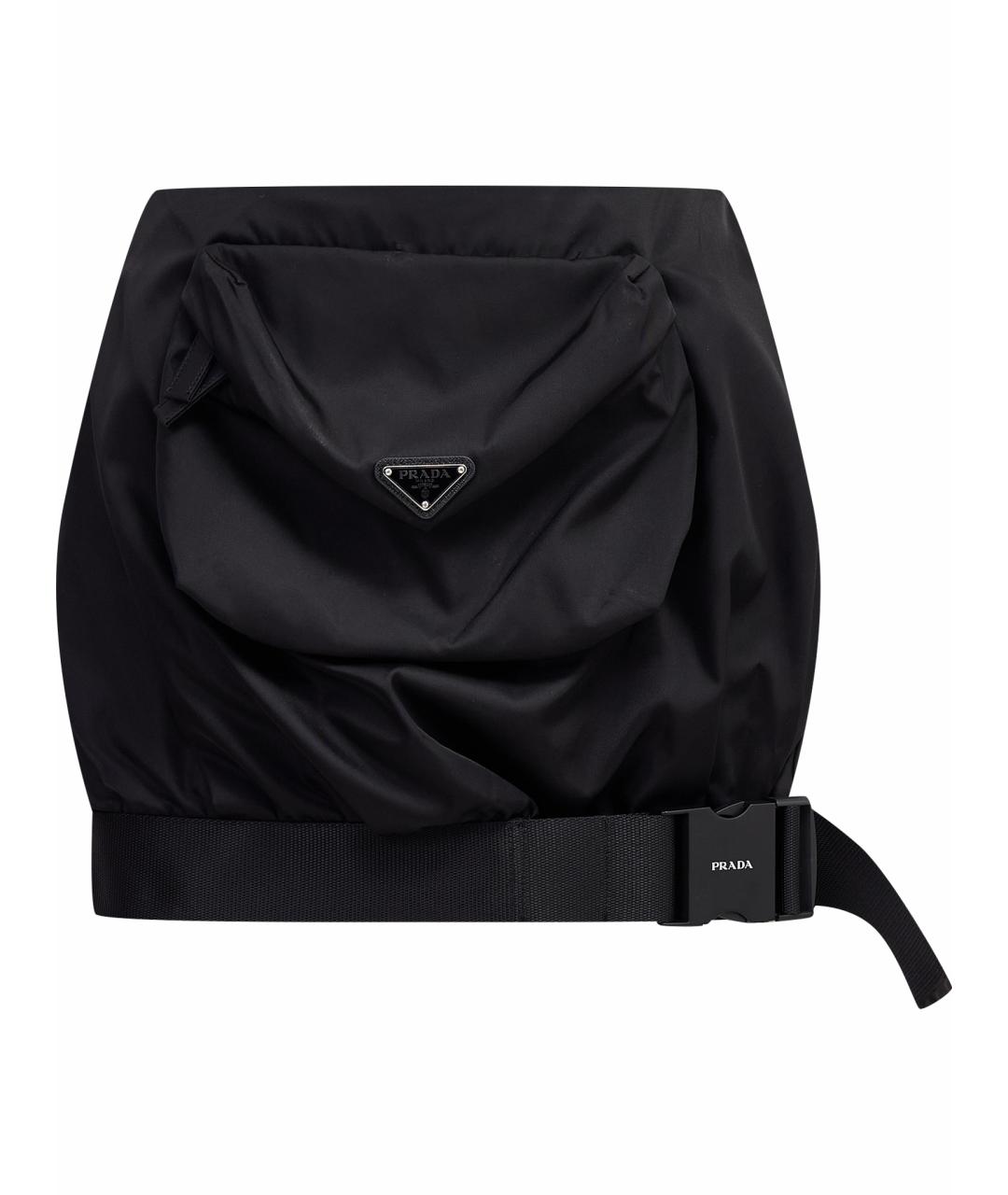 PRADA Черная полиэстеровая юбка мини, фото 1