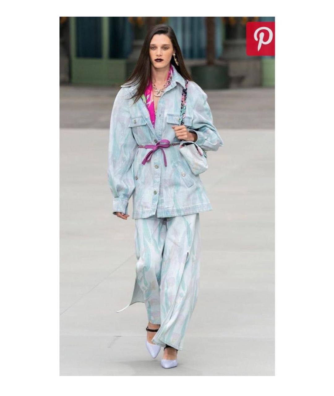 CHANEL Голубые хлопко-эластановые джинсы клеш, фото 4