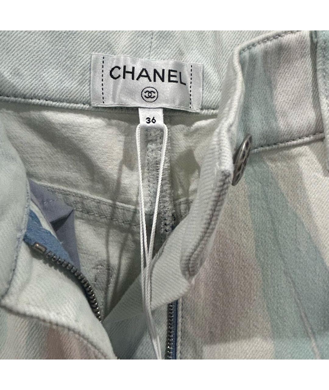 CHANEL Голубые хлопко-эластановые джинсы клеш, фото 3