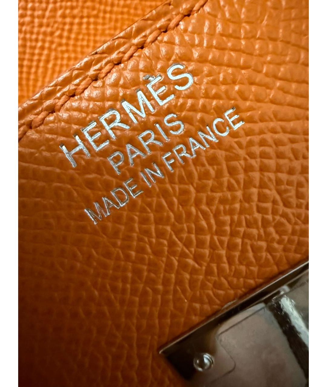 HERMES Оранжевая кожаная сумка с короткими ручками, фото 3